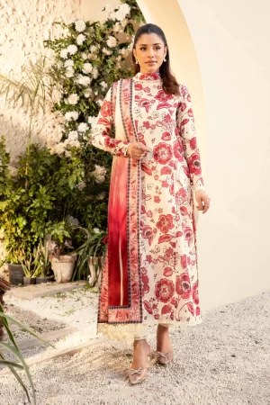 3 Pc Unstitched Printed Lawn Suit | MB-ELHV