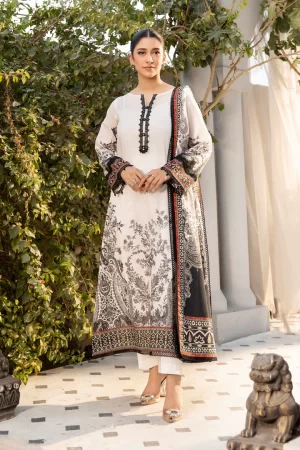 3 Pc Unstitched Printed Lawn Suit | MB-ELHV