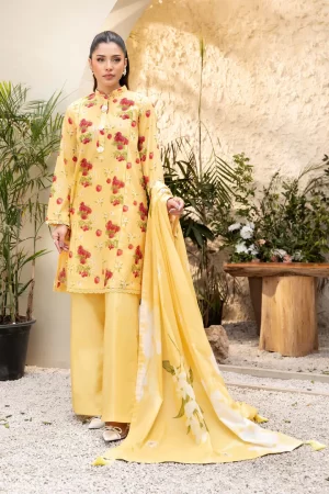 3 Pc Unstitched Printed Lawn Suit | MB-ELHV